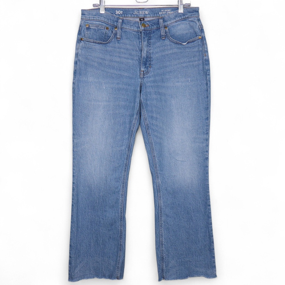 J Crew Womens 9" Demi Boot Crop Jeans Size 30T Blue Light Wash Denim Casual
